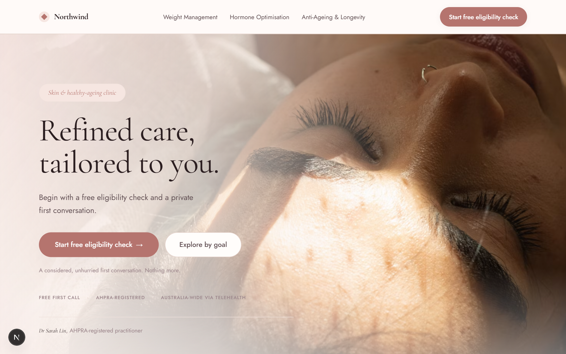 Beauty / Aesthetic clinic look - ClinicBuilt archetype preview